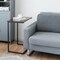 C Shaped Side Table Sofa End Table with Metal Frame for Living Room Rustic Brown